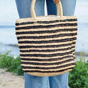 The Little Market Raffia/Straw Hand Woven Tote/Beach Bag, 18”x14”x9”